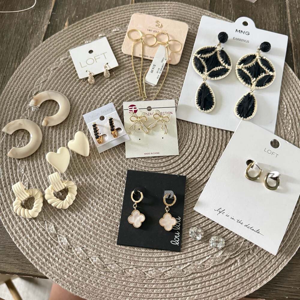 Assorted Fashion Earrings Lot Featuring LOFT, MNG, and Lou Lou Brands